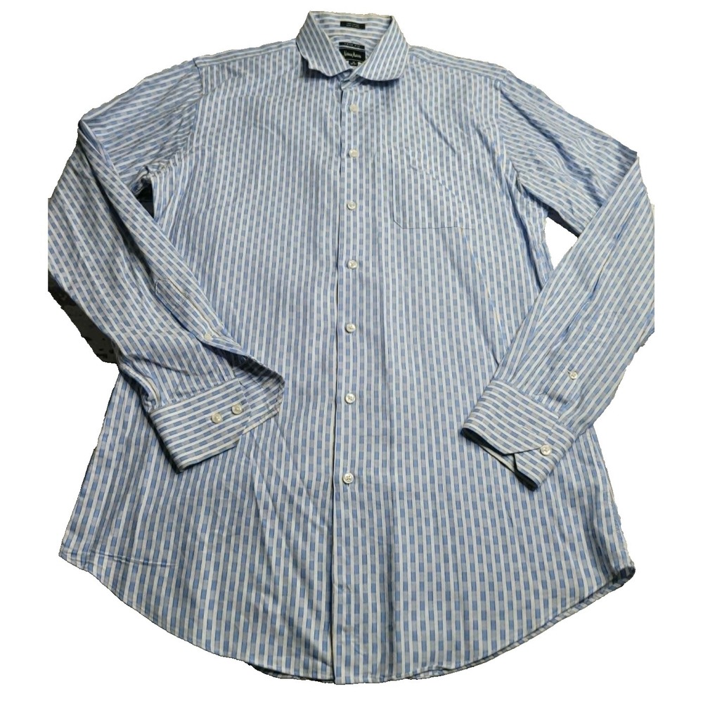 Neiman Marcus Trim Fit Long Sleeve Button Down Shirt Men's 16 36/37 100% Cotton